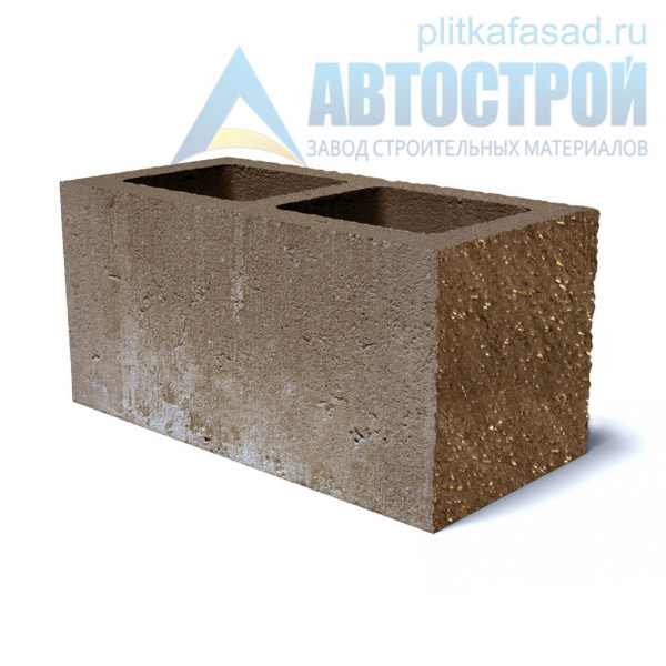 Блок облицовочный фасадный угловой двухпустотный 190х188х390 мм коричневый А-Строй в Егорьевске по низкой цене