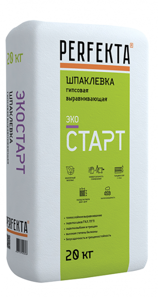 Шпаклевка гипсовая выравнивающая Perfekta ЭКОСТАРТ 20 кг в Егорьевске по низкой цене